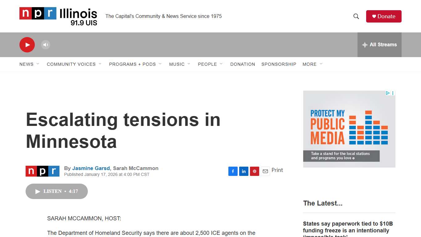 Escalating tensions in Minnesota | NPR Illinois